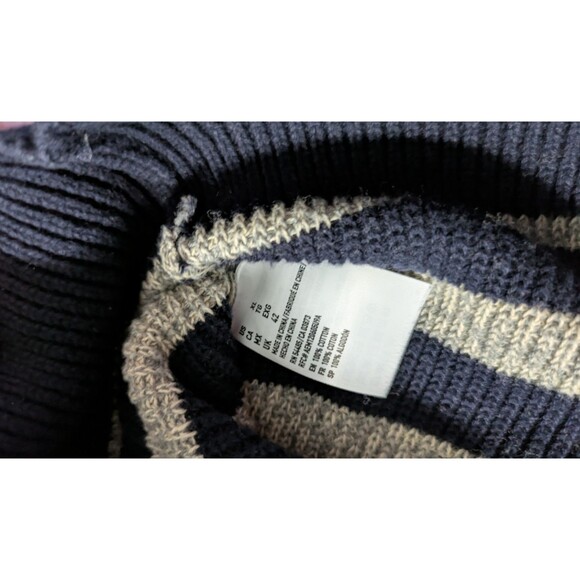 American Eagle Men's XL Blue Gray Striped Long Sleeve Waffle Knit Sweater - Picture 6 of 6